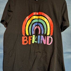SHEIN Black Be Kind Rainbow Tee